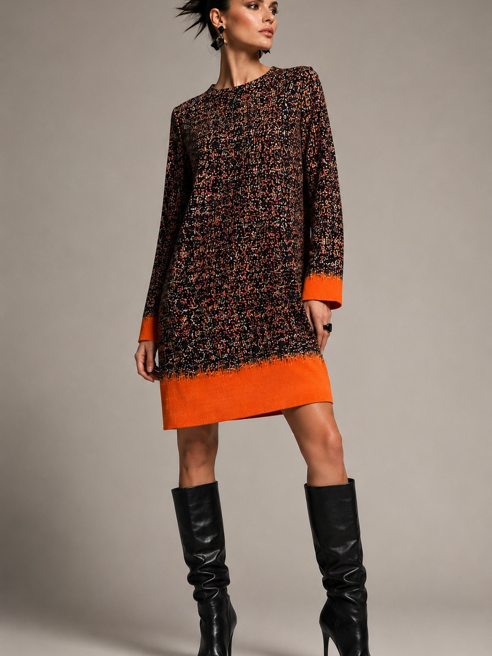 Vanilia Dutch Design Dress US12/UK42 Abstract Print Multicolor Shift Autumn
